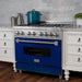 ZLINE Kitchen Appliance Packages ZLINE 36" Dual Fuel Range In DuraSnow with Blue Gloss Door & 36" Range Hood Appliance Package 2KP-RASBGRH36