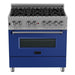 ZLINE Kitchen Appliance Packages ZLINE 36" Dual Fuel Range with Blue Matte Door & 36" Range Hood Appliance Package 2KP-RASBMRH36