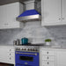 ZLINE 36" Dual Fuel Range with Blue Matte Door & 36" Range Hood Appliance Package 2KP-RASBMRH36