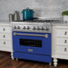 ZLINE 36" Dual Fuel Range with Blue Matte Door & 36" Range Hood Appliance Package 2KP-RASBMRH36