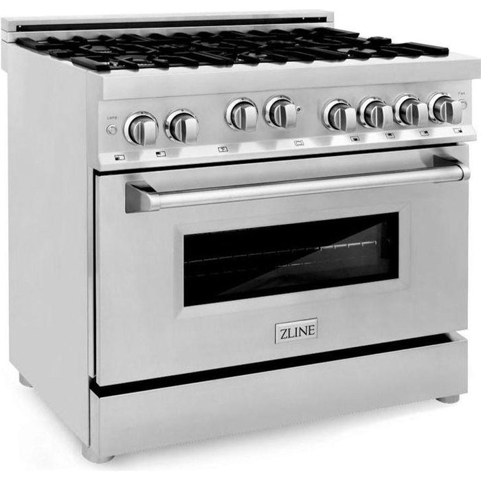 ZLINE Kitchen Appliance Packages ZLINE 36 Gas Range, 36 Range Hood, Microwave Drawer and Dishwasher Appliance Package