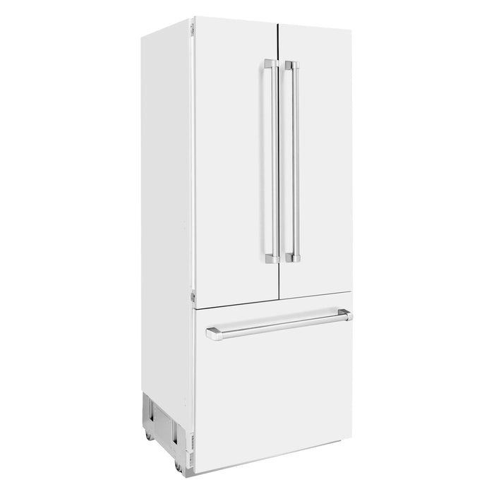 ZLINE 36 In. 19.6 cu. ft. Built-In French Door Refrigerator with Internal Water and Ice Dispenser in White Matte, RBIV-WM-36