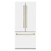 ZLINE 36 In. 19.6 cu. ft. Built-In French Door Refrigerator with Internal Water and Ice Dispenser in White Matte with Bronze Accents, RBIVZ-WM-36-CB