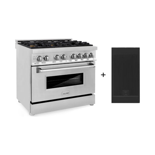 ZLINE 36 In. 4.6 cu. ft. Gas Burner, Electric Oven with Griddle and Brass Burners in Stainless Steel, RA-BR-GR-36