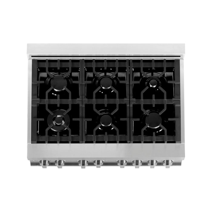 ZLINE 36 In. 4.6 cu. Ft. Gas Burner, Electric Oven with Griddle in Stainless Steel, RA-GR-36