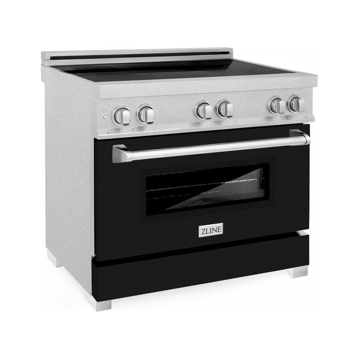 ZLINE 36 In. 4.6 cu. ft. Induction Range with a 4 Element Stove and Electric Oven in Black Matte, RAINDS-BLM-36