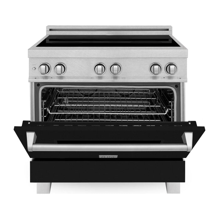 ZLINE 36 In. 4.6 cu. ft. Induction Range with a 4 Element Stove and Electric Oven in Black Matte, RAINDS-BLM-36