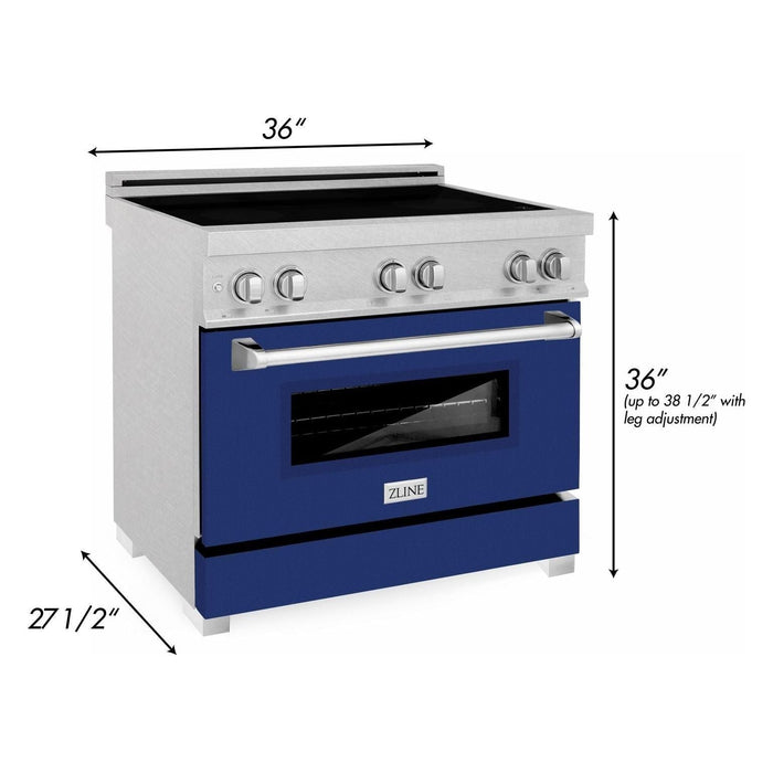 ZLINE 36 In. 4.6 cu. ft. Induction Range with a 4 Element Stove and Electric Oven in Blue Gloss, RAINDS-BG-36