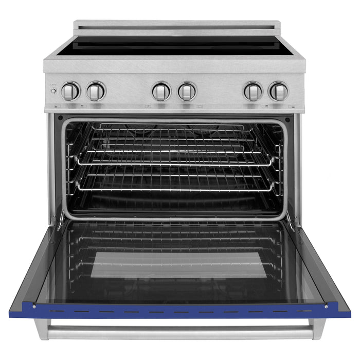 ZLINE Ranges ZLINE 36 In. 4.6 cu. ft. Induction Range with a 4 Element Stove and Electric Oven in Blue Matte, RAINDS-BM-36