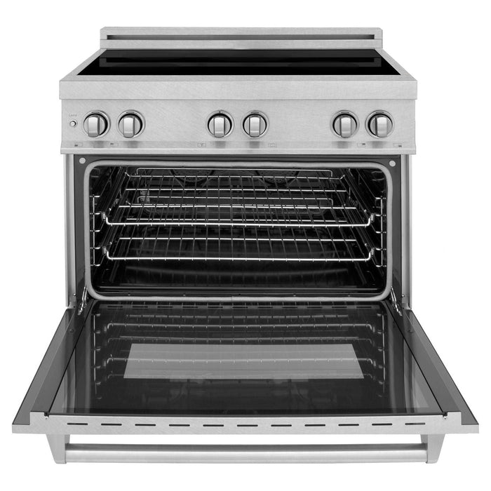 ZLINE Ranges ZLINE 36 In. 4.6 cu. ft. Induction Range with a 4 Element Stove and Electric Oven in DuraSnow Stainless Steel, RAINDS-SN-36