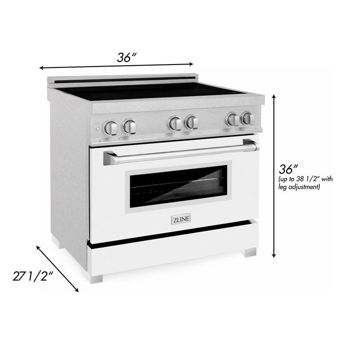 ZLINE 36 In. 4.6 cu. ft. Induction Range with a 4 Element Stove and Electric Oven in White Matte, RAINDS-WM-36