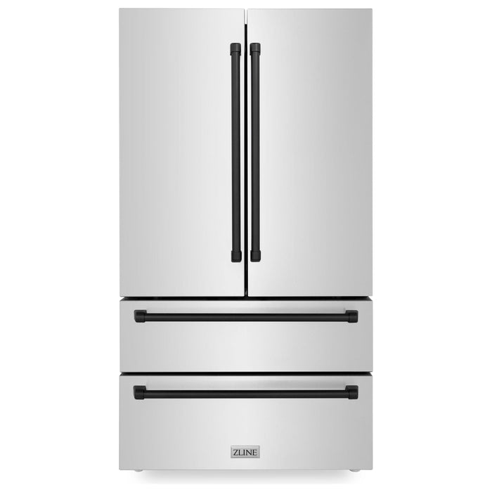 ZLINE Refrigerators ZLINE 36 In. Autograph 22.5 cu. ft. Refrigerator with Ice Maker in Fingerprint Resistant Stainless Steel and Matte Black Accents, RFMZ-36-MB