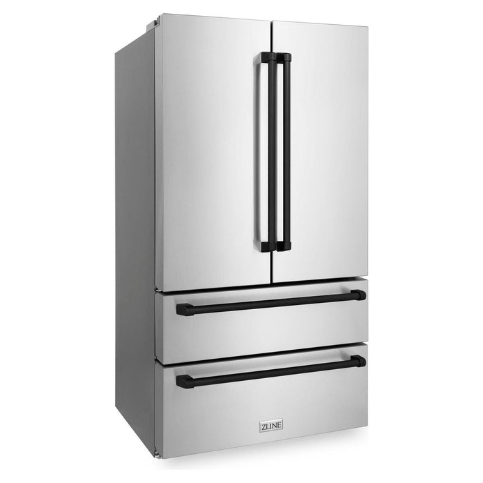 ZLINE Refrigerators ZLINE 36 In. Autograph 22.5 cu. ft. Refrigerator with Ice Maker in Fingerprint Resistant Stainless Steel and Matte Black Accents, RFMZ-36-MB