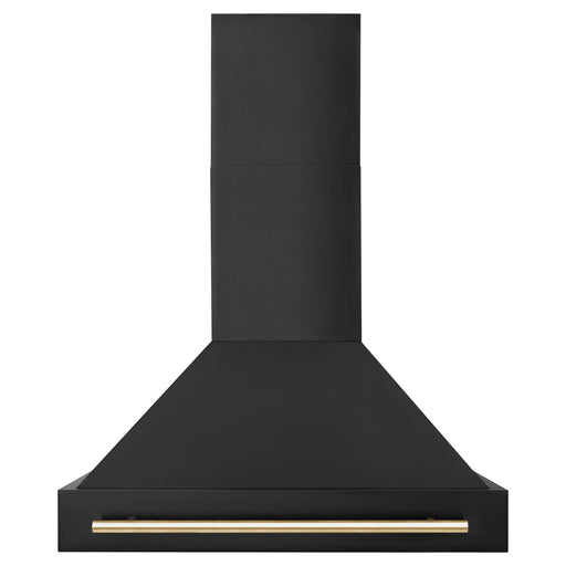 ZLINE 36 In. Autograph Edition Black Stainless Steel Range Hood with Gold Handle, BS655Z-36-G