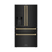 ZLINE 36 In. Autograph Refrigerator with Water and Ice Dispenser in Black with Champagne Bronze Handles, RFMZ-W-36-BS-CB