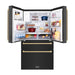 ZLINE 36 In. Autograph Refrigerator with Water and Ice Dispenser in Black with Champagne Bronze Handles, RFMZ-W-36-BS-CB