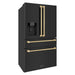 ZLINE 36 In. Autograph Refrigerator with Water and Ice Dispenser in Black with Champagne Bronze Handles, RFMZ-W-36-BS-CB