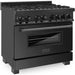 ZLINE Kitchen Appliance Packages ZLINE 36 in. Black Stainless Steel Dual Fuel Range and 36 in. Range Hood Appliance Package