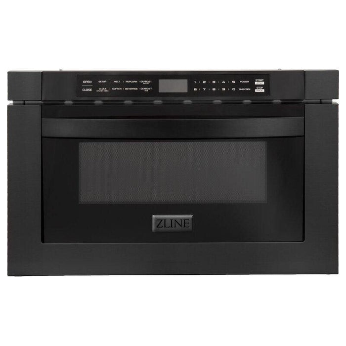 ZLINE Kitchen Appliance Packages ZLINE 36 in. Black Stainless Steel Dual Fuel Range, Convertible Vent Range Hood and Microwave Drawer Kitchen Appliance Package 3KP-RABRH36-MW