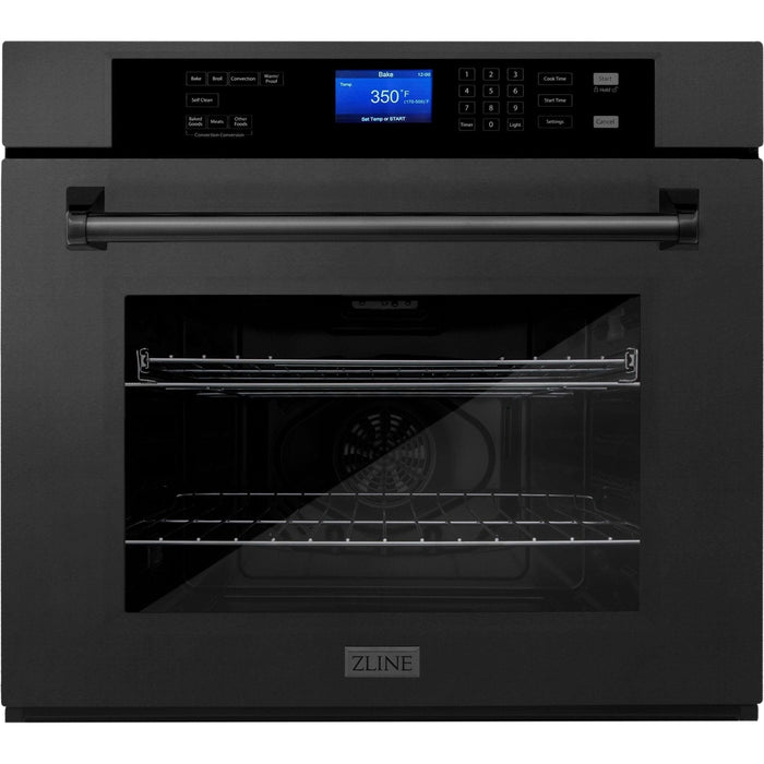 ZLINE Kitchen Appliance Packages ZLINE 36 in. Black Stainless Steel Rangetop and 30 in. Single Wall Oven Kitchen Appliance Package 2KP-RTBAWS36