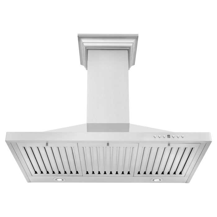 ZLINE 36 in. Convertible Vent Wall Mount Range Hood in Stainless Steel with Crown Molding, KBCRN-36