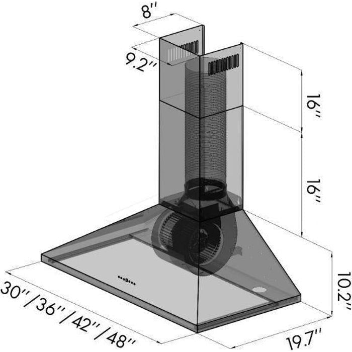 ZLINE 36 in. Convertible Vent Wall Mount Range Hood in Stainless Steel with Crown Molding, KL2CRN-36