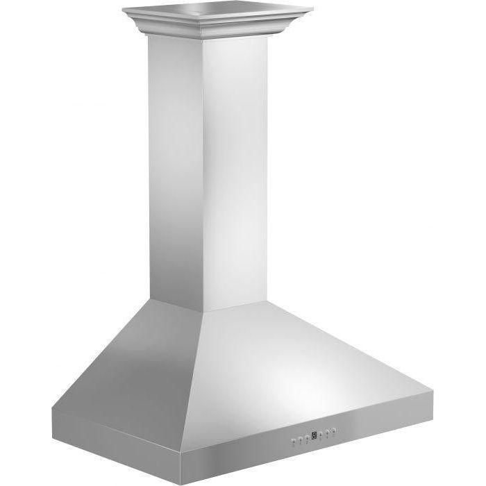 ZLINE 36 in. Convertible Vent Wall Mount Range Hood in Stainless Steel with Crown Molding, KL3CRN-36