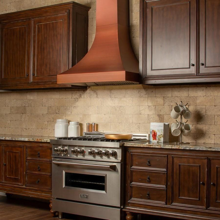 ZLINE 36 in. Designer Series Copper Finish Wall Range Hood 8632C-36