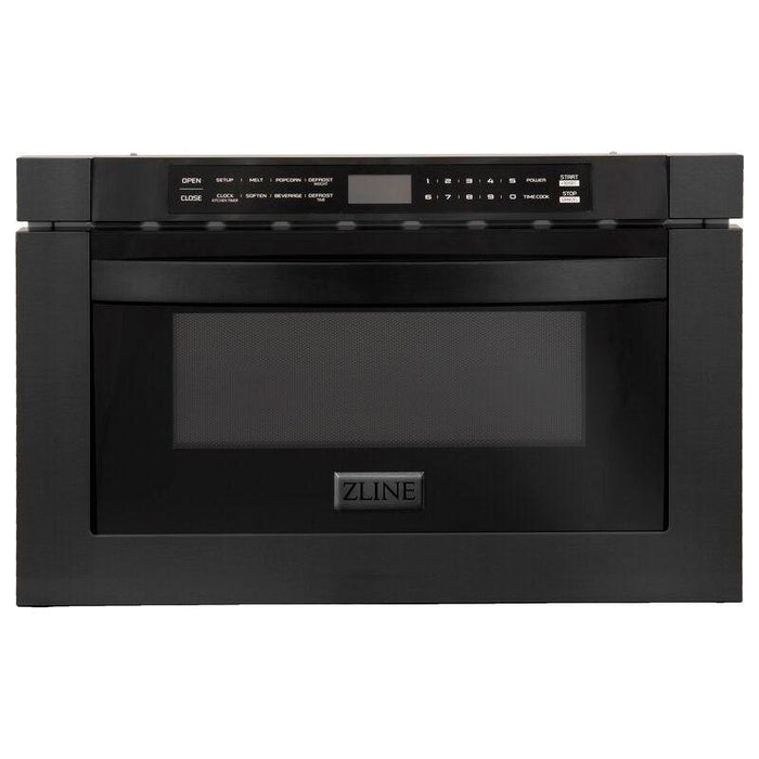 ZLINE 36 in. Dual Fuel Range, Range Hood and Microwave Appliance Package In Black Stainless Steel 3KP-RABRBRH36-MW