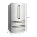 ZLINE 36 In. Dual Fuel Range, Range Hood, Dishwasher, Refrigerator with Champagne Bronze Accents Autograph Kitchen Appliance Package 4KAPR-RARHDWM36-CB