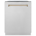 ZLINE 36 In. Dual Fuel Range, Range Hood, Dishwasher, Refrigerator with Champagne Bronze Accents Autograph Kitchen Appliance Package 4KAPR-RARHDWM36-CB