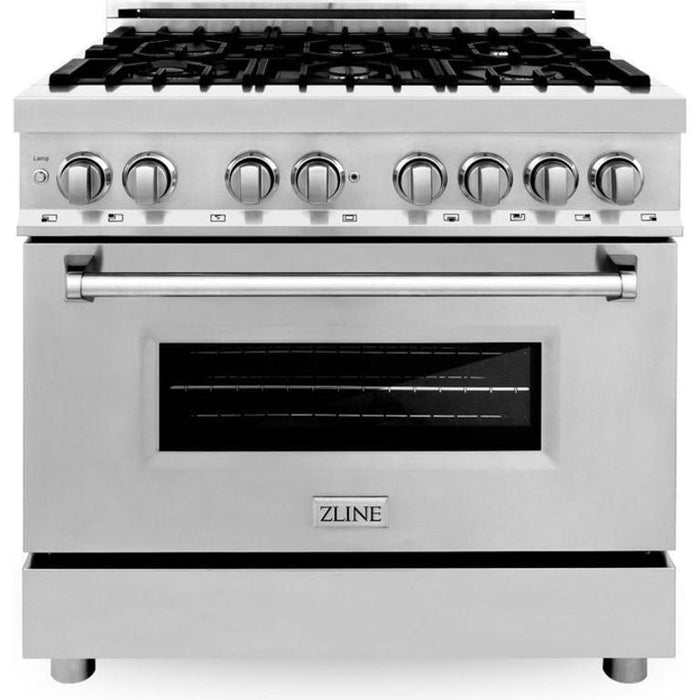 ZLINE Kitchen Appliance Packages ZLINE 36 in. Dual Fuel Range, Range Hood, Microwave Drawer Appliance Package 3KP-RARH36-MW