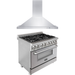 ZLINE 36 in. Dual Fuel Range with DuraSnow Door and 36 in. Range Hood Appliance Package 2KP-RASNRH36