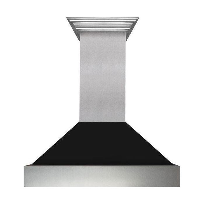 ZLINE 36 in. Ducted DuraSnow Stainless Steel Range Hood with Black Matte Shell 8654BLM-36