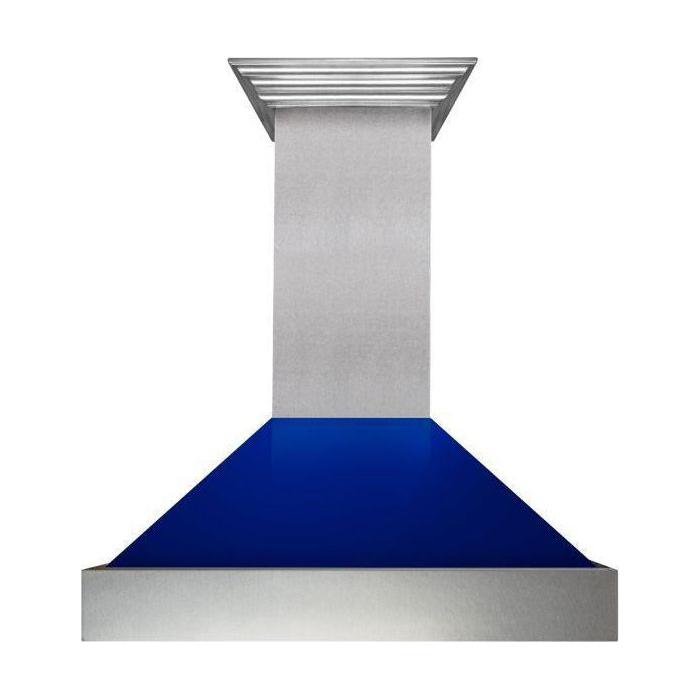 ZLINE 36 in. Ducted DuraSnow Stainless Steel Range Hood with Blue Gloss Shell 8654BG-36