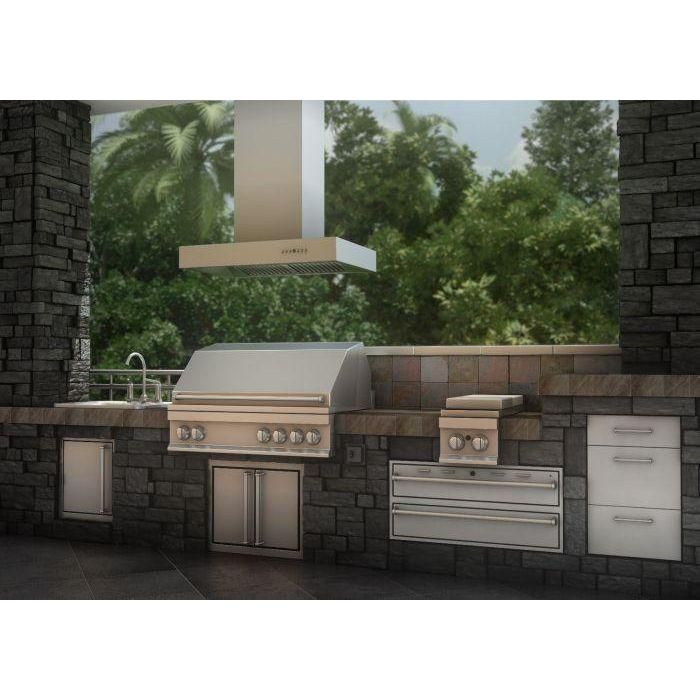 ZLINE 36 In. Ducted Outdoor Island Mount Range Hood In Stainless Steel KECOMi-304-36