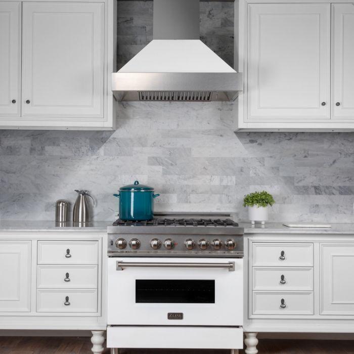 ZLINE 36 in. DuraSnow Finish Range Hood with White Matte Shell 8654WM-36