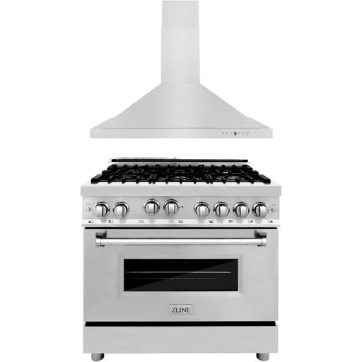 ZLINE Kitchen Appliance Packages ZLINE 36 in. Gas Range and 36 in. Range Hood Appliance Package 2KP-RGRH36