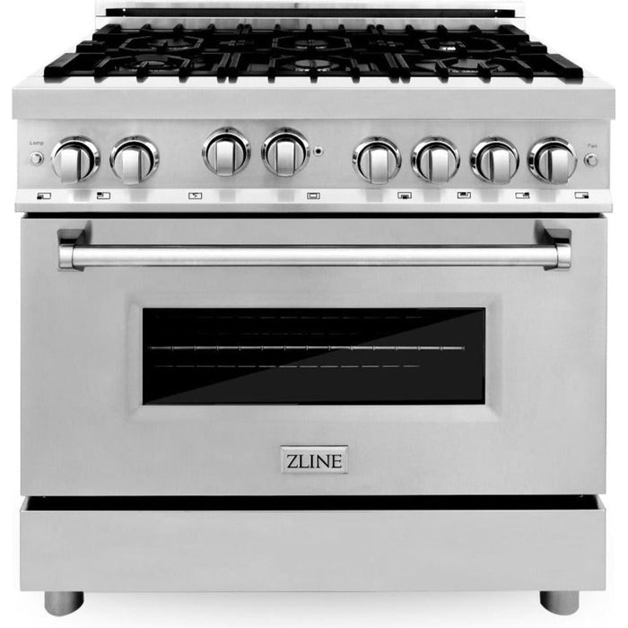 ZLINE 36 in. Gas Range and 36 in. Range Hood Appliance Package 2KP-RGRH36