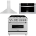 ZLINE 36 in. Gas Range, Range Hood and Microwave Drawer Appliance Package 3KP-RGRH36-MW