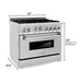 ZLINE 36 in. Gas Range, Range Hood, Microwave Oven and 3 Rack Dishwasher Appliance Package 4KP-RGRH36-MODWV