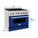 ZLINE Kitchen Appliance Packages ZLINE 36 in. Gas Range with Blue Gloss Door and 36 in. Range Hood Appliance Package 2KP-RGBGRH36