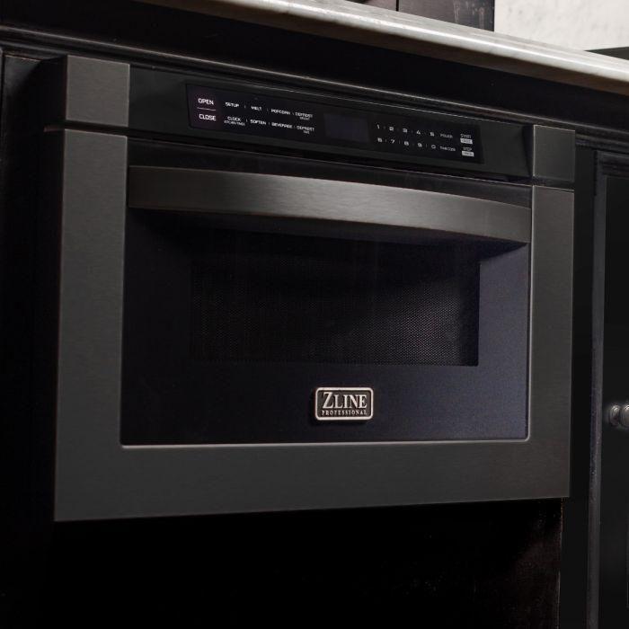 ZLINE Kitchen Appliance Packages ZLINE 36 in. Kitchen Appliance Package with Black Stainless Steel Gas Range, Range Hood, Microwave Drawer and Dishwasher, 4KP-RGBRH36-MWDW
