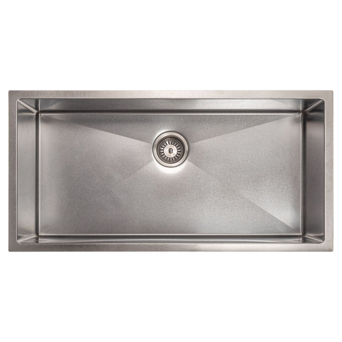 ZLINE 36 in. Meribel Undermount Single Bowl DuraSnow Stainless Steel Kitchen Sink with Bottom Grid SRS-36S