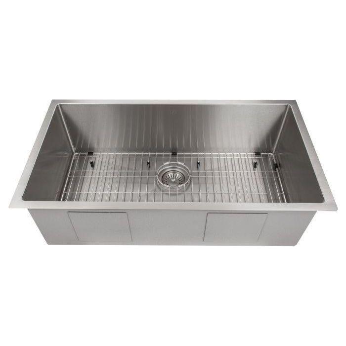 ZLINE 36 in. Meribel Undermount Single Bowl Stainless Steel Kitchen Sink with Bottom Grid, SRS-36