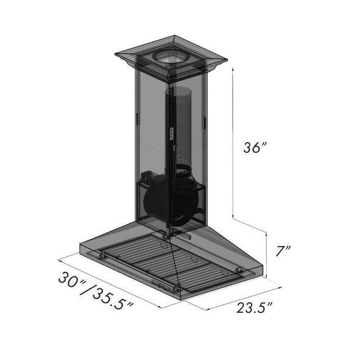 ZLINE 36 in. Oil-Rubbed Bronze Island Range Hood 8GL2Bi-36