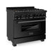 ZLINE 36 in. Professional 4.6 cu. ft. 6 Gas on Gas Range In Black Stainless Steel with Brass Burners RGB-BR-36