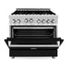 ZLINE 36 in. Professional 4.6 cu. ft. Gas Range In Stainless Steel with Black Matte Door RG-BLM-36