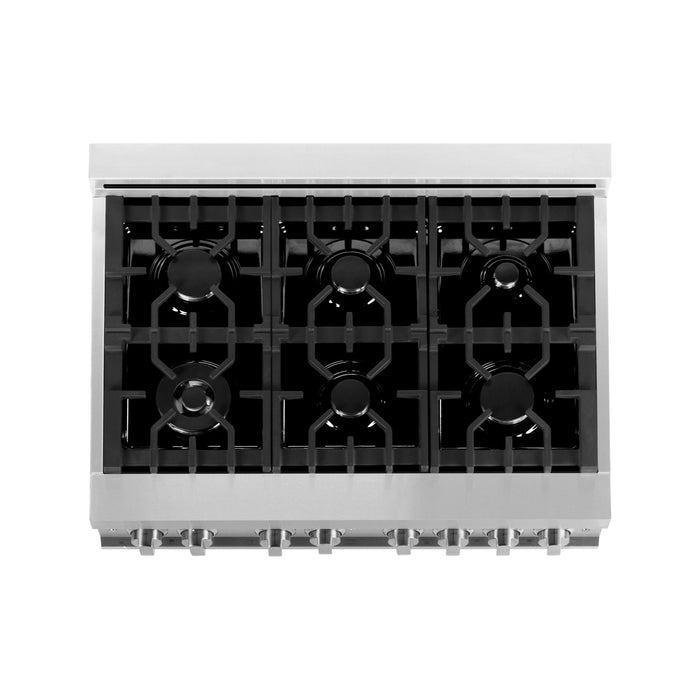 ZLINE Ranges ZLINE 36 in. Professional 4.6 cu. ft. Gas Range In Stainless Steel with Black Matte Door RG-BLM-36