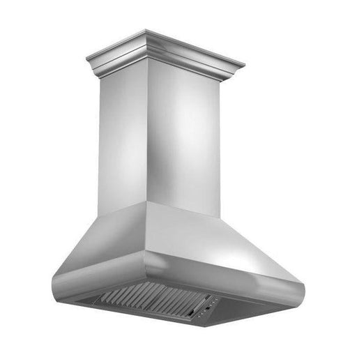 ZLINE 36 in. Professional Convertible Vent Wall Mount Range Hood In Stainless Steel with Crown Molding 587CRN-36